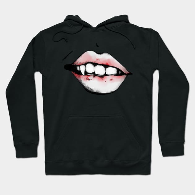 Vampire Teeth Halloween Hoodie by JJLosh